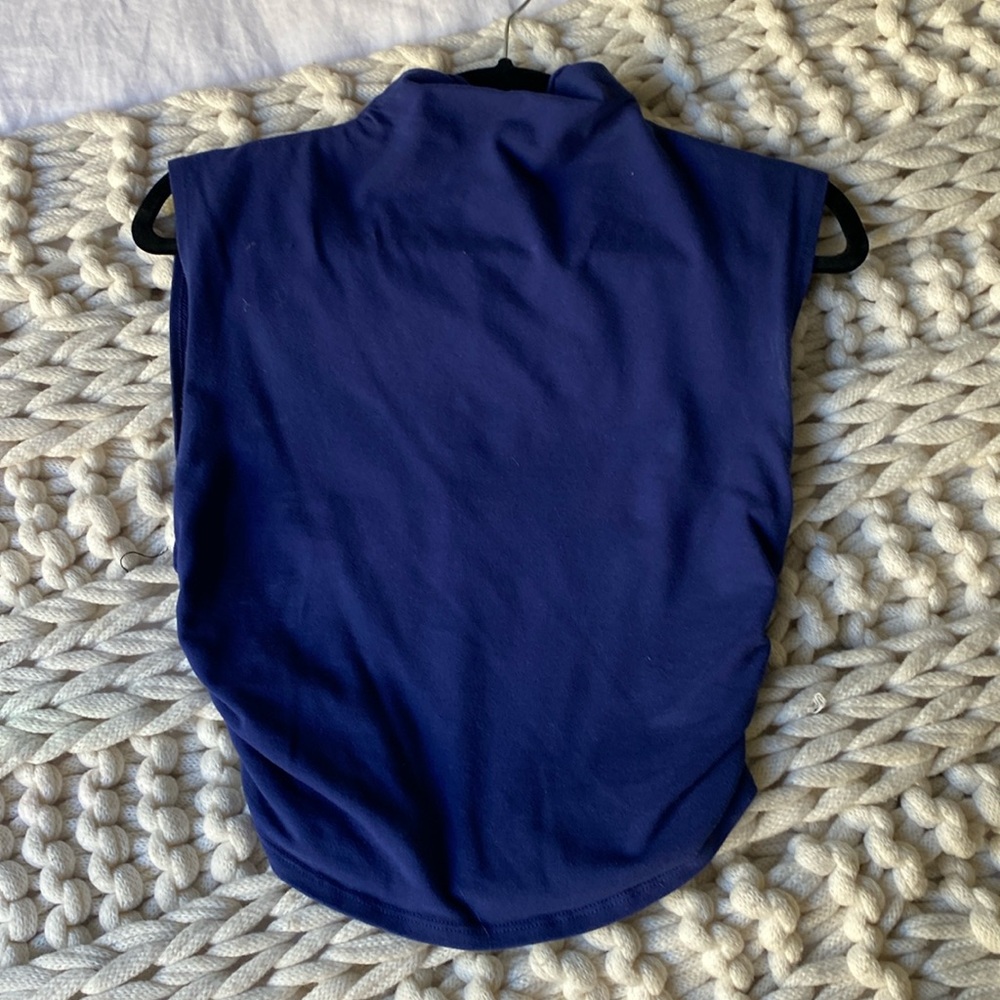 Reformation Women's Navy Sleeveless Mock Neck Top